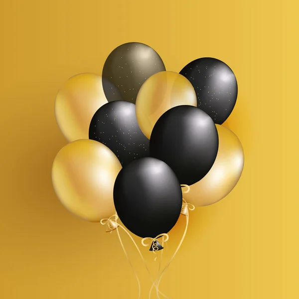 Святковий Дизайн Реалістичними Золотими Чорними Кульками Стильний Плакат Обкладинка Банер — стоковий вектор