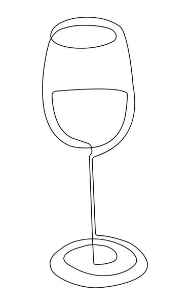 Bicchiere Bicchiere Vino Stile Arte Linea Una Linea Solida Giornata — Vettoriale Stock