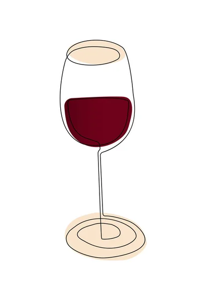 ガラス ラインアートスタイルのワイングラス 1本の固体ライン ナショナルワインデー ホリデーコンセプト バックグラウンド バナー カード ポスターのテンプレート — ストックベクタ