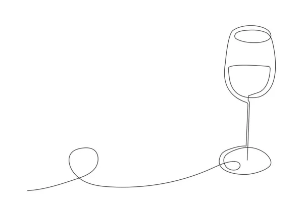 Glas Wijnglas Lijn Kunst Stijl Een Vaste Lijn Nationale Wijndag — Stockvector