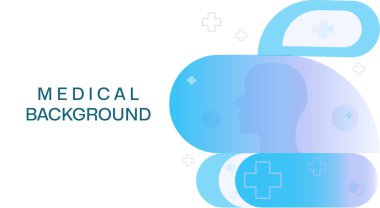 Tıbbi elementler ve kardiyograma sahip tıbbi moleküler geçmiş. Biyoteknoloji konsepti, yenilikçi teknolojiler, sağlık hizmetleri.