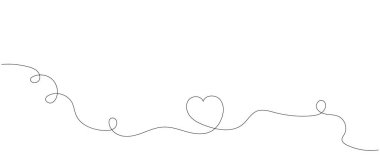 Sanat tarzında kalp, sürekli çizim, ince bir sınır ve basit çizgisel tarzda romantik bir sembol. Arkaplan, kartpostal, dekor, yazdırma, davet ve diğer tasarım için kullanılabilir.