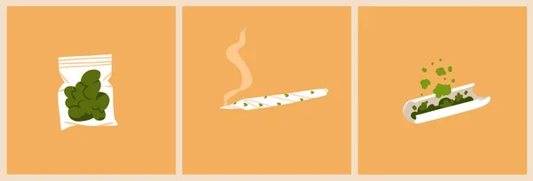 Illustrazione Grafica Astratta Clip Vettoriale Disegnata Mano Marijuana Medica Accessori — Vettoriale Stock