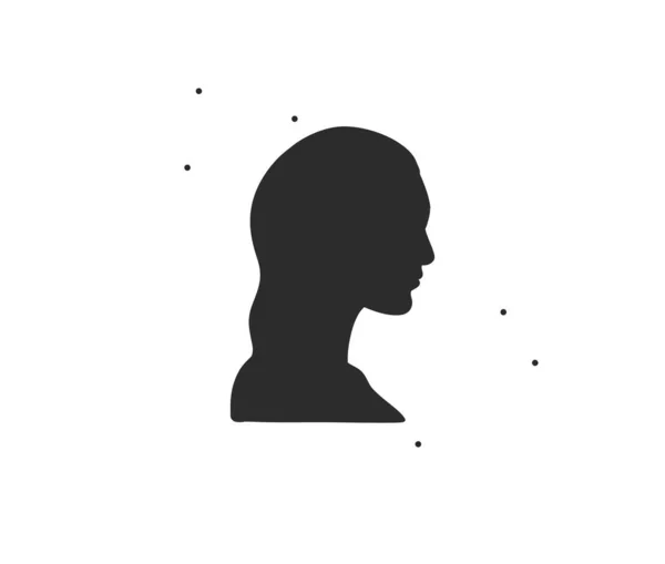 Hand Drawn Vector Abstract Graphic Illustration Art Beauty Human Head — Stock Vector