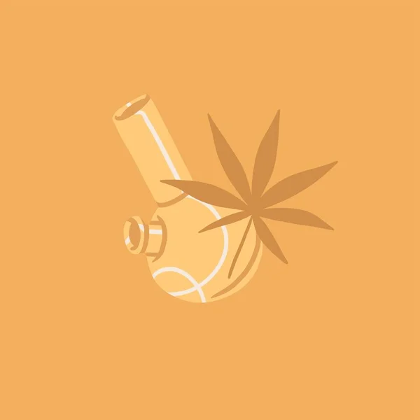 Illustrazione Grafica Astratta Disegnata Mano Della Marijuana Medica Accessori Fumare — Vettoriale Stock