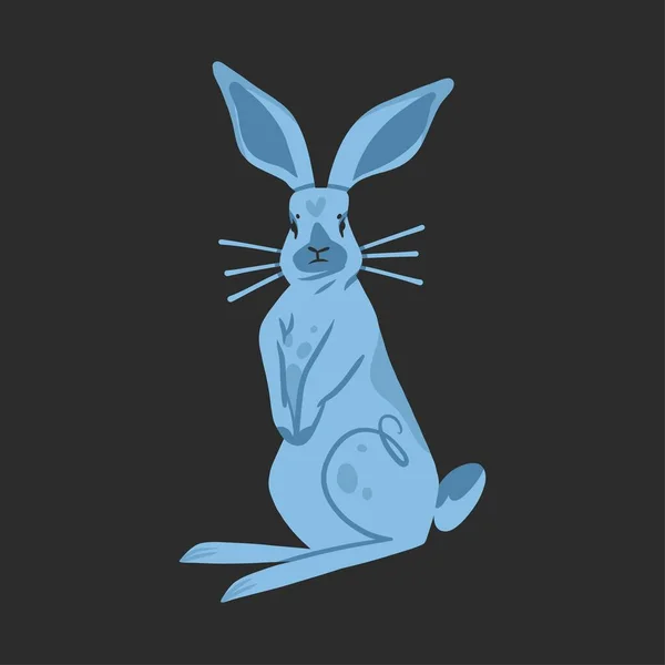 Mavi Sevimli Gerçekçi Tavşan Karakterli Çizimi Soyut Vektör Grafiksel Örnekleme — Stok Vektör