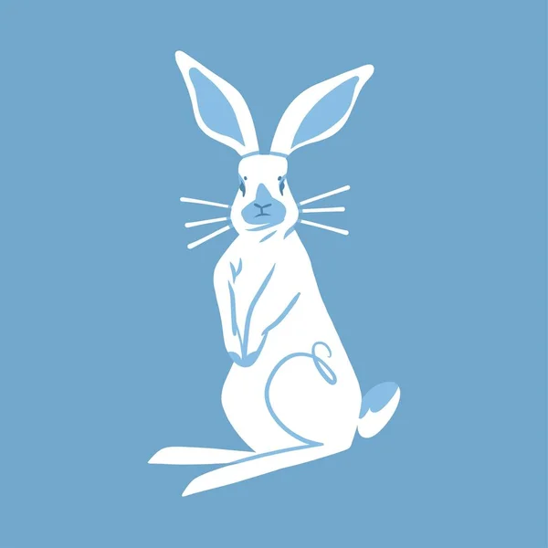 Mavi Sevimli Gerçekçi Tavşan Karakterli Çizimi Soyut Vektör Grafiksel Örnekleme — Stok Vektör