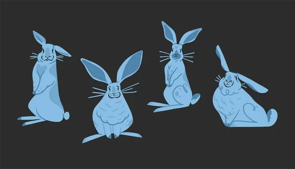 Mavi Sevimli Gerçekçi Tavşancık Karakterli Çizimi Soyut Vektör Grafik Çizimi — Stok Vektör