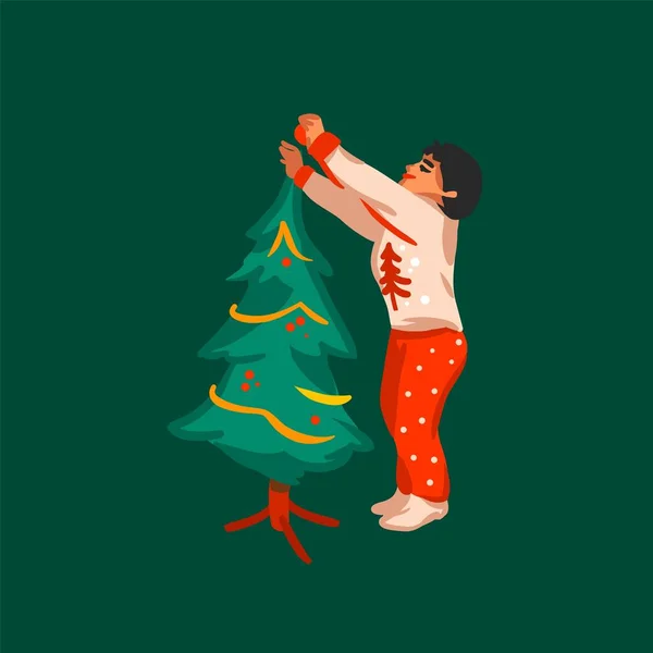 Graphique Abstrait Vectoriel Dessiné Main Joyeux Noël Joyeux Nouvel Illustrations — Image vectorielle