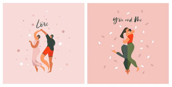 Vecteur Dessiné Main Clipart Graphique Abstrait Mignon Valentines Personnages Romantiques — Image vectorielle