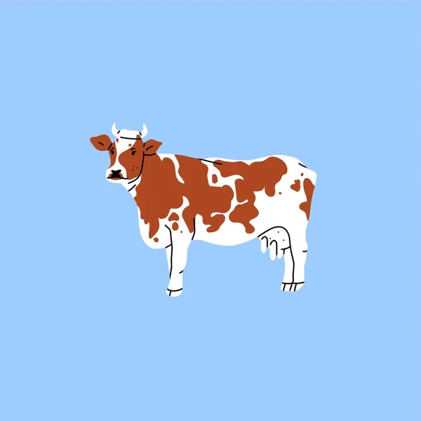 茶色の愛らしい スタイルの牛の文字と手描き抽象的なベクトルクリップイラストコレクション 漫画牛動物 — ストックベクタ
