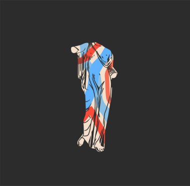 El çizimi vektör özeti, grafik, çizgi sanatı antik heykel çizimi modern çizim. Moda bohem tarzı antika klasik heykeller, tasarım konsepti. Antik heykel logosu.