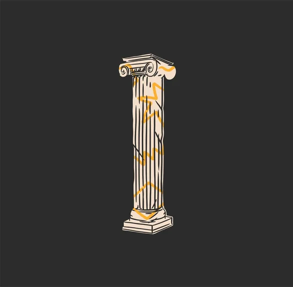 Handritad Vektor Abstrakt Kontur Grafisk Modern Grekisk Antik Skulptur Staty — Stock vektor