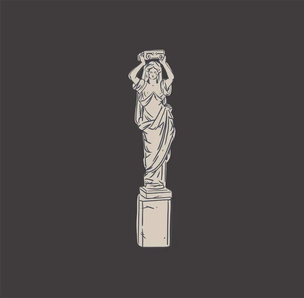手描きベクトルアブストラクトアウトライン グラフィック ラインギリシャ古代彫刻ラインアート現代的な図面セット 流行のボヘミアンスタイルでアンティーク古典的な彫像 アウトラインデザインコンセプト アンティーク像ロゴ — ストックベクタ