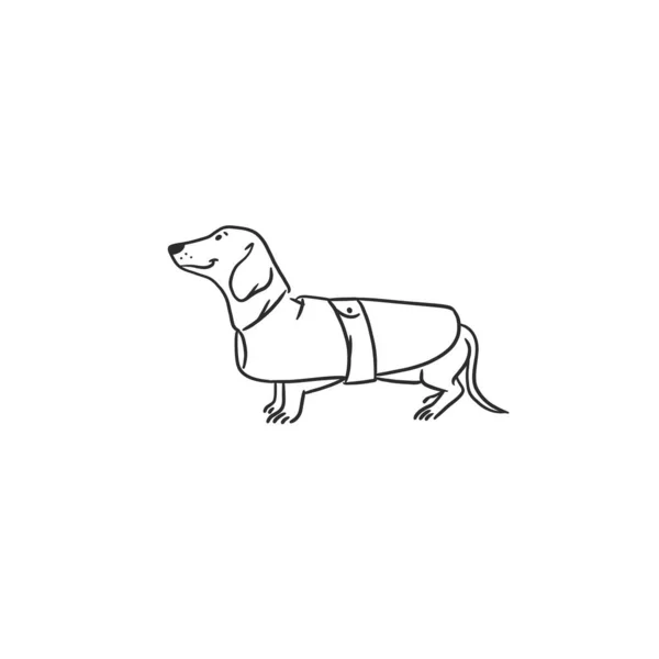 手绘矢量抽象图形线条艺术收藏与各种可爱的滑稽卡通狗的特征 不同品种的滑稽卡通的矢量插图风格流行平板风格的狗 线狗图标 — 图库矢量图片
