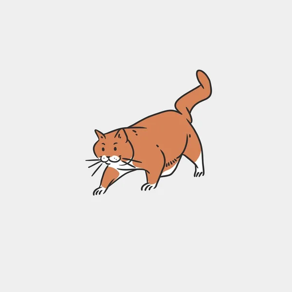 Векторная Иллюстрация Смешной Мультяшной Красивой Кошки Модном Плоском Стиле Дизайн — стоковый вектор