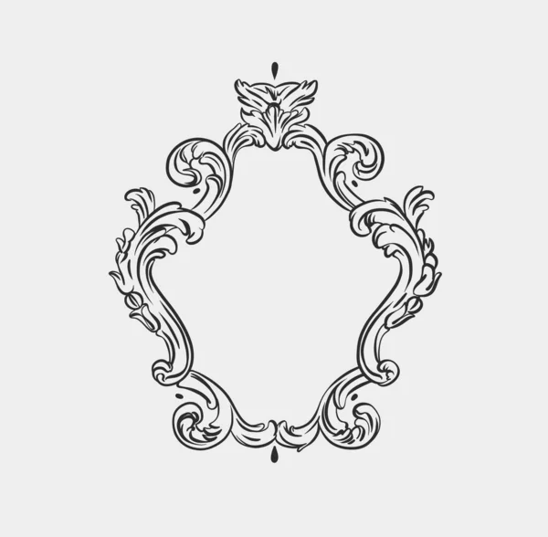 Hand Drawn Vector Abstract Outline Graphic Line Art Vintage Baroque — Image vectorielle