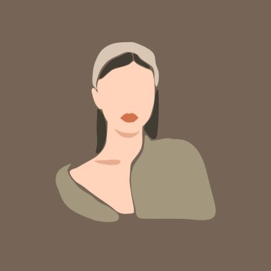 El çizimi vektör soyut trend grafik modern sanat, bohem, güzel modern kadın, minimalist moda tarzı ile estetik moda illüstrasyonu. Vektör kadın vücudu soyut çizimi