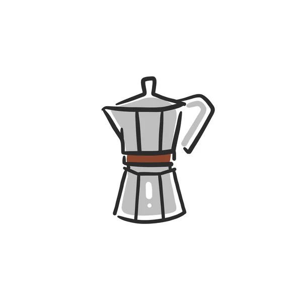 手描きベクトル抽象グラフィックドアコーヒー醸造とシンプルなミニマルなラインイラストコレクションは コーヒードリンクを準備します コーヒーベクトル描画アイコンを分離しました コーヒーショップデザインコンセプト — ストックベクタ