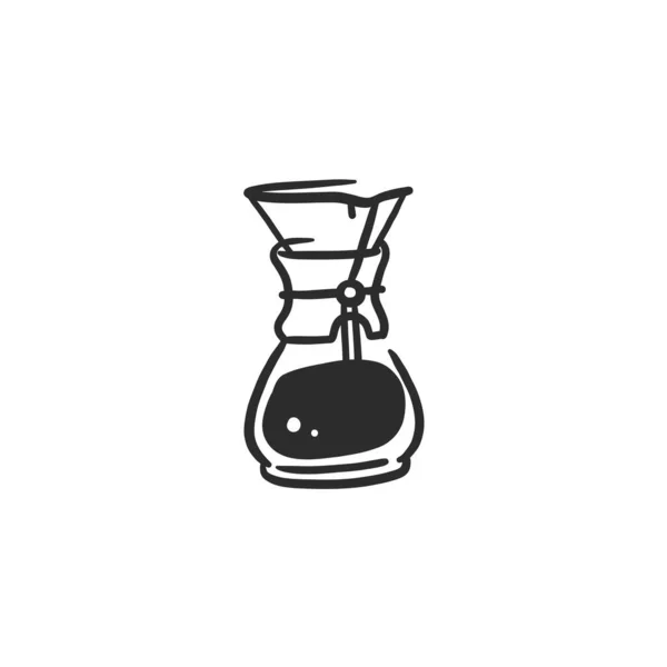 手绘矢量抽象图形涂鸦简单简约的线条插图收集与煮咖啡 准备咖啡饮料 咖啡矢量绘图图标隔离 咖啡店设计概念 — 图库矢量图片