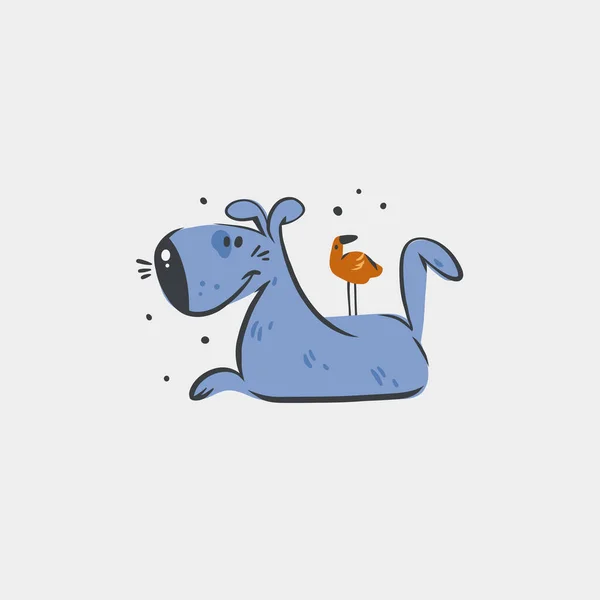 Ręcznie Rysować Wektor Abstrakcyjny Ładny Pies Doodle Ilustracji Kolekcja Koncepcji — Wektor stockowy