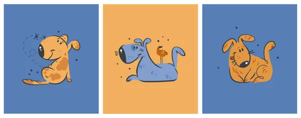 Handzeichnung Vektor Abstrakte Niedliche Dog Doodle Illustration Cartoon Hund Und — Stockvektor