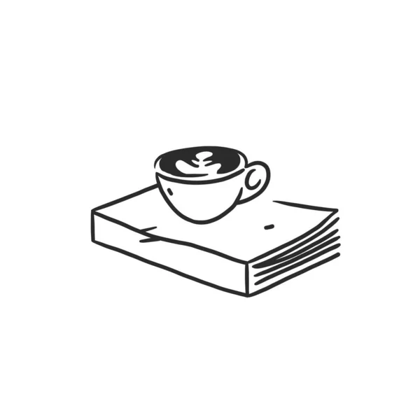 抽象的なグラフィックドアを描くコーヒー醸造とシンプルなミニマルなラインイラストコレクションは コーヒードリンクを準備します コーヒーベクトル図のアイコンを分離しました コーヒーと本のデザインコンセプト — ストックベクタ