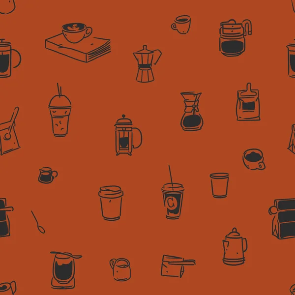 Χειροποίητα Doodle Εργαλεία Καφέ Αδιάλειπτη Μοτίβο Trending Διάνυσμα Doodle Εικονογραφήσεις — Διανυσματικό Αρχείο