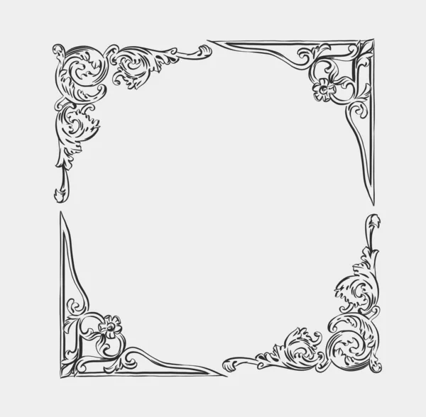 Hand Drawn Vector Abstract Outline Graphic Line Art Vintage Baroque - Stok Vektor