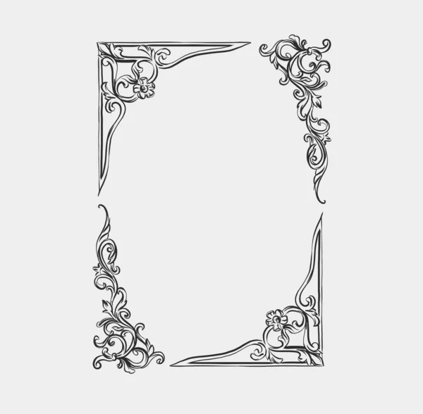 Hand Drawn Vector Abstract Outline Graphic Line Art Vintage Baroque — ストックベクタ