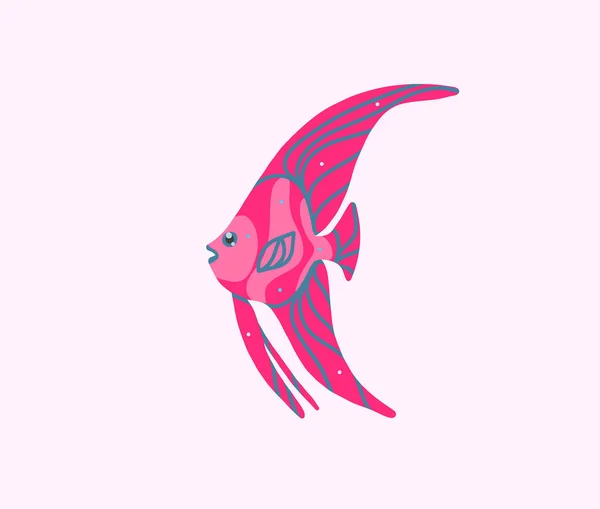 手描きのベクター抽象的な漫画の海洋水中セットかわいい海の色の魚 面白い子供のデザインのための魚のキャラクターの概念 色の背景で隔離された平らな漫画の海の魚のベクターの設計 — ストックベクタ