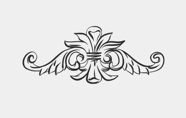 Ručně Kreslený Vektorový Abstraktní Obrys Grafika Linie Vinobraní Barokní Ornament — Stockový vektor