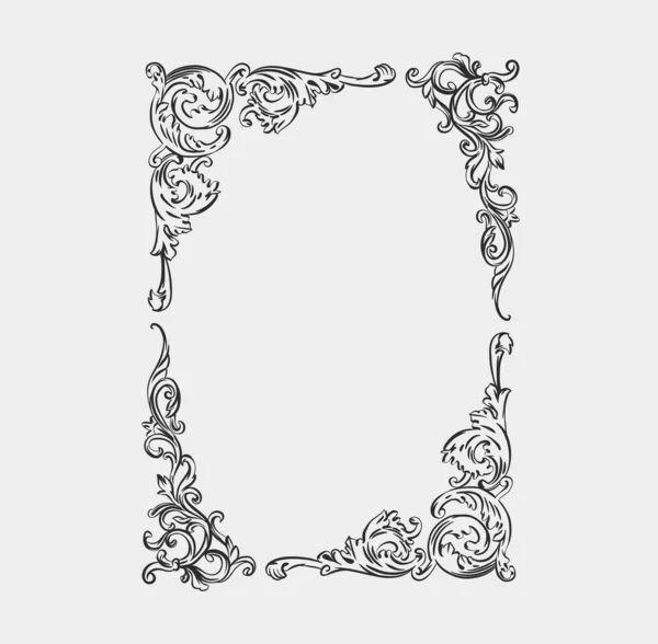Hand Drawn Vector Abstract Outline Graphic Line Art Vintage Baroque — Stockvektor