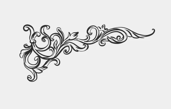 Handgetekende Vector Abstracte Omtrek Grafisch Lijn Vintage Barokke Ornament Bloemkader — Stockvector