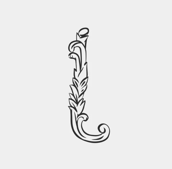 手描きのベクター抽象的な概要 グラフィック ラインのヴィンテージのバロックの装飾の花のフレームの境界はミニマリスティックなモダンなスタイルです バロックの花のヴィンテージのアウトラインデザインコンセプト ベクターアンティークフレーム単離 — ストックベクタ