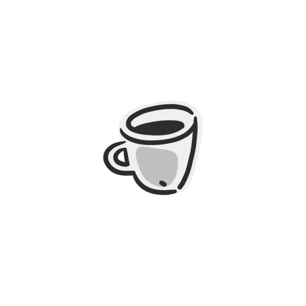 손으로 추상적 그래픽 낙서는 커피를 양조하고 커피를 준비하는 미니멀리즘적 모음이다 — 스톡 벡터