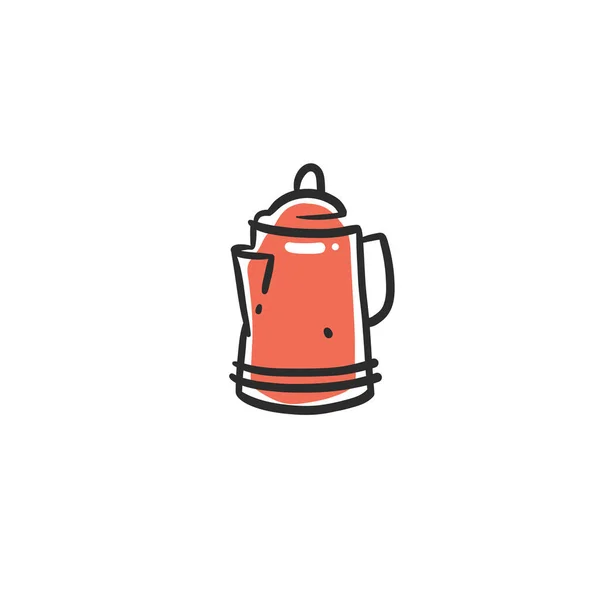 手绘矢量抽象图形涂鸦简单简约的线条插图与咖啡酿造设备 准备咖啡饮料 咖啡矢量绘图图标隔离 咖啡店设计概念 — 图库矢量图片