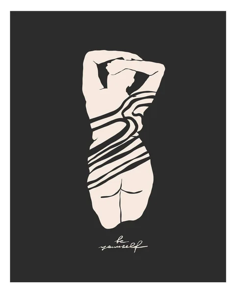 手描きベクター抽象的なグラフィックラインアート ブーホー美学女性ボディグラフィック形状の現代的なコレクションプリント 壁の装飾 印刷物 背景のためのファッションフェミニンなコンセプトデザイン — ストックベクタ