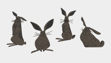 Mavi sevimli, gerçekçi tavşancık karakterli el çizimi soyut vektör grafik çizimi örnekleme. Moda çocukları modern tasarım kavramı. Çağdaş Yeni Yıl ve Paskalya sembolü.