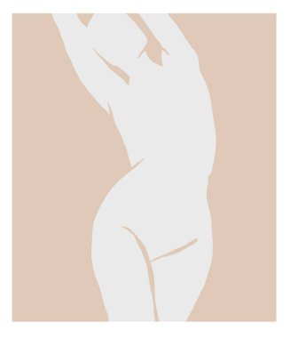 El çizimi vektör soyut grafik çizimi, boho estetik kadın vücut grafik şekilleriyle çağdaş koleksiyon baskısı. Duvar dekorasyonu, baskı, duvar kağıdı, arka plan için moda kadınsı konsept tasarımı.