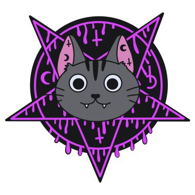 Pentagramda şirin bir cadılar bayramı kedisi