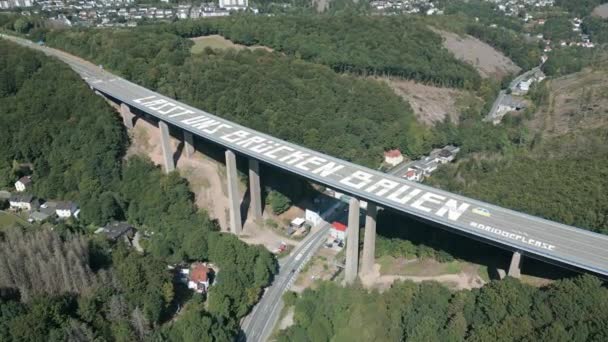 Виадук Рамеда 453 Метровый Мост Шоссе Северном Рейне Вестфалии Структура — стоковое видео