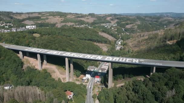 Rahmede Viaduct 453 Meter Long Bridge Highway North Rhine Westphalia — Stock Video