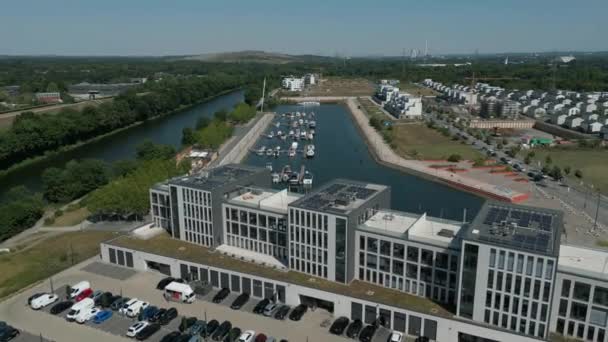 Hamnen Staden Gelsenkirchen Öppnades 2018 Hamnen Anläggningen Erbjuder Plats För — Stockvideo