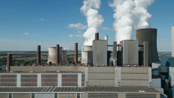 Luchtfoto Van Bruinkoolcentrale Niederaussem Duitsland Met Een Totaal Vermogen Van — Stockvideo