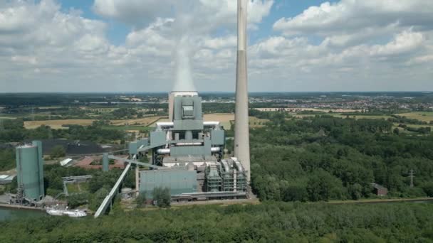 Αεροφωτογραφία Του Σταθμού Παραγωγής Ηλεκτρικής Ενέργειας Καύση Άνθρακα Στο Bergkamen — Αρχείο Βίντεο
