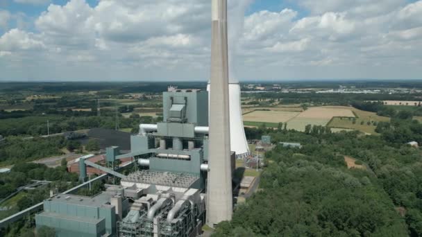 Vista Aérea Central Eléctrica Carbón Bergkamen Alemania Que Tiene Una — Vídeos de Stock