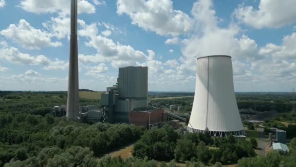 Luftaufnahme Des Steinkohlekraftwerks Bergkamen Deutschland Mit Einer Installierten Leistung Von — Stockvideo