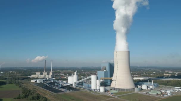 Aerial View Hard Coal Fired Power Plant Block Which Located — Stock Video