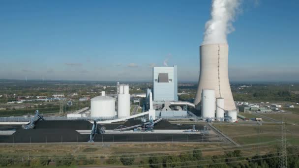 Luftaufnahme Des Steinkohlekraftwerks Block Der Nähe Von Datteln Dortmund Ems — Stockvideo
